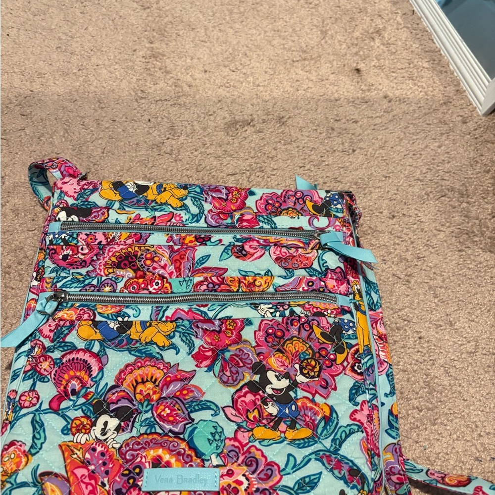 Disney Vera Bradley Colorful Floral Triple Zip Hipster Crossbody mo